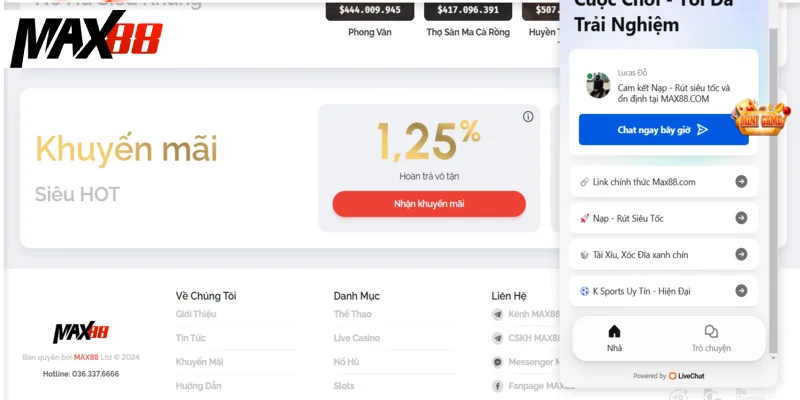 Liên hệ CSKH khi tài khoản đăng nhập tại MAX88 bị báo không hợp lệ